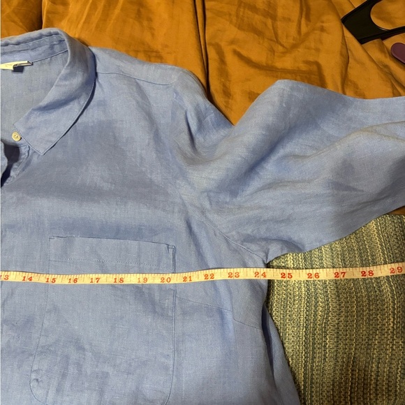 J. Jill Love Linen Midi Dress Womens Size XL Blue Button Up Modest Minimalist - Picture 9 of 10
